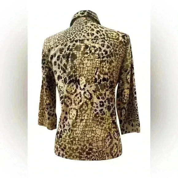 CHICO’S - Additions by Chico’s  brown leopard/alligator button up blouse - Picture 5 of 6